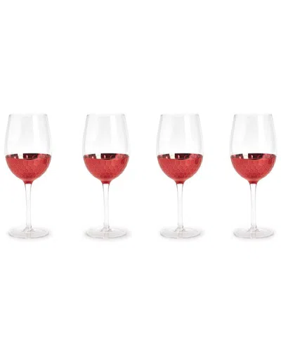 TWO'S COMPANY TWO'S COMPANY SET OF 4 RED HOT FACETED WINE GLASSES