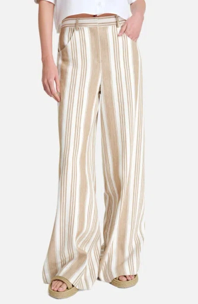 TWP TWP DEMIE VARIEGATED STRIPE LINEN & COTTON WIDE LEG PANTS