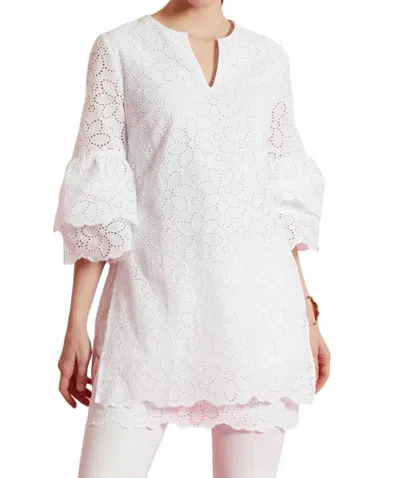 TYLER BOE CHRISTA EYELET TUNIC TOP IN WHITE