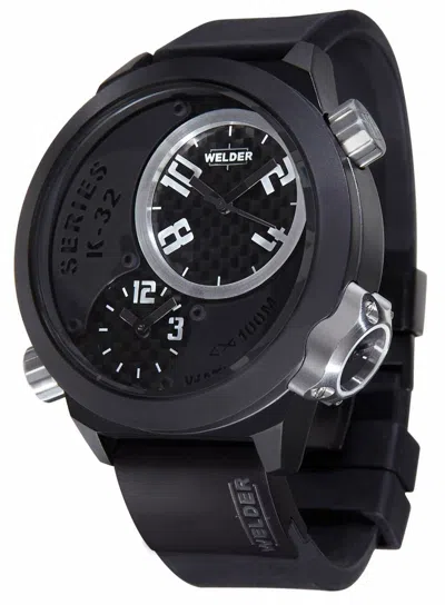 U-BOAT WELDER BY U-BOAT K32-9202 MEN'S OVERSIZE ANALOG BLACK STEEL WATCH RUBBER STRAP