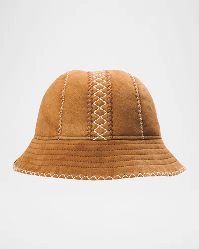 UGG ATHERSON EMBROIDERED SHEARLING HAT