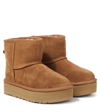 UGG CLASSIC MINI PLATFORM SUEDE BOOTS