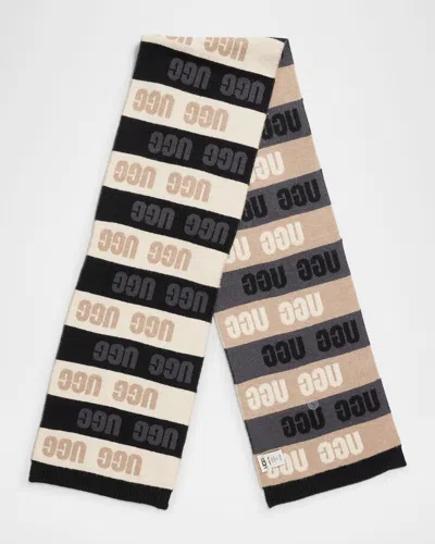 UGG LOGO GRAPHIC STRIPED SCARF