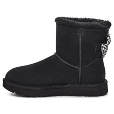 UGG (WMNS) UGG Checkered Bow Short Snow Boots 'Black'
