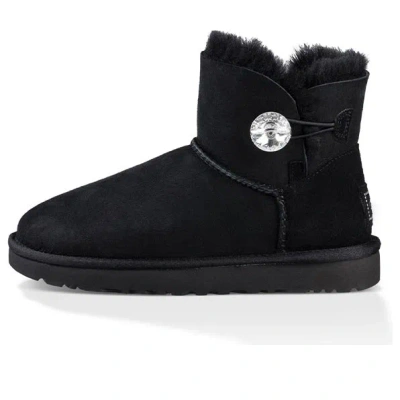 UGG (WMNS) UGG Mini Bailey Button Bling Fleece Lined 'Black White'