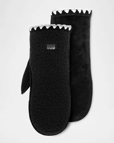 UGG UGGFLUFF LEATHER SCALLOPED MITTENS