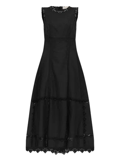ULLA JOHNSON ANELA LACE-TRIMMED MIDI DRESS