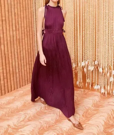 ULLA JOHNSON AUGUSTINE PLEATED MAXI DRESS IN WINE