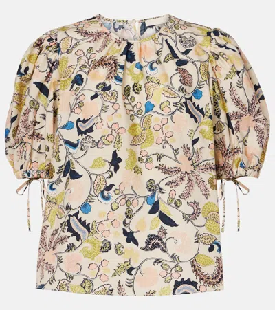 ULLA JOHNSON CORALIE FLORAL COTTON BLOUSE