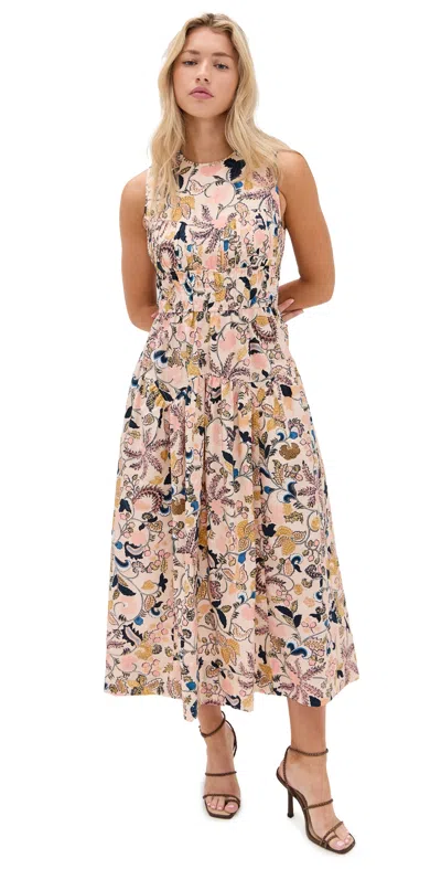 ULLA JOHNSON ELENORA SLEEVELESS MIDI DRESS MAGNOLIA