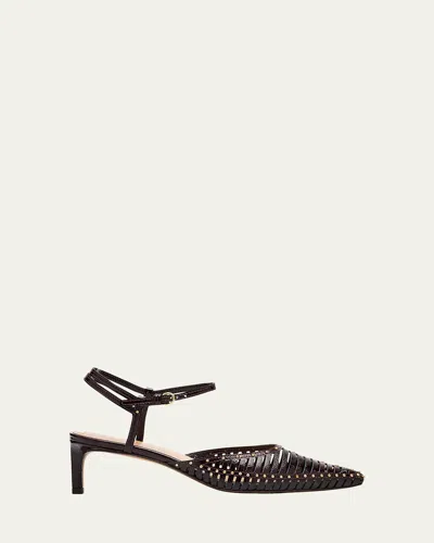 ULLA JOHNSON FRANCINE CAGED LEATHER ANKLE-STRAP PUMPS