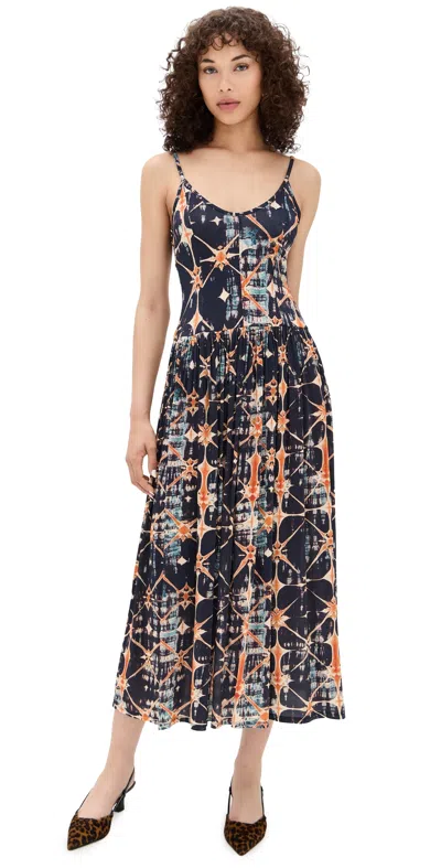 ULLA JOHNSON IDALIA FITTED MIDI DRESS PHOENIX