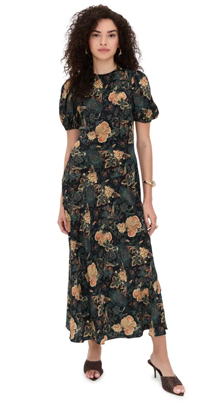ULLA JOHNSON INES PUFF SLEEVE MIDI DRESS NUIT
