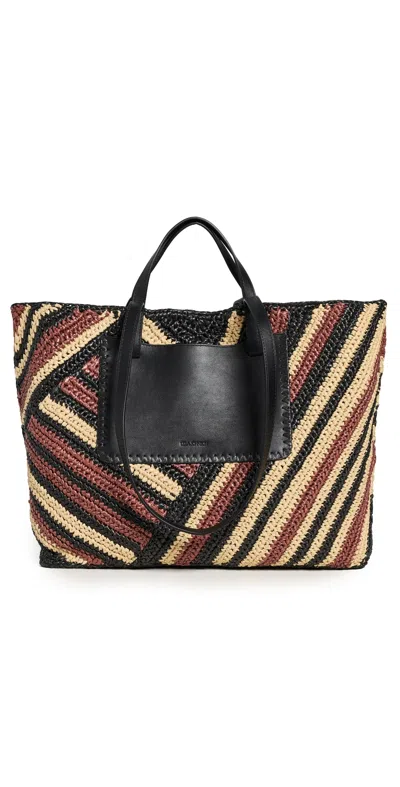 ULLA JOHNSON LALI LARGE RAFFIA TOTE CANYON STRIPE