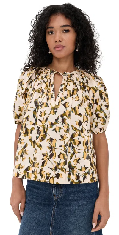 ULLA JOHNSON LOLI SHORT SLEEVE BLOUSE LUCENT