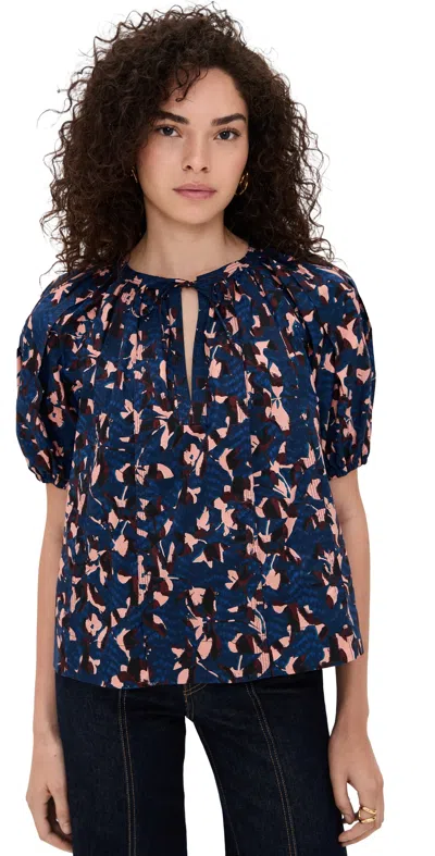 ULLA JOHNSON LOLI SHORT SLEEVE BLOUSE MIRAGE