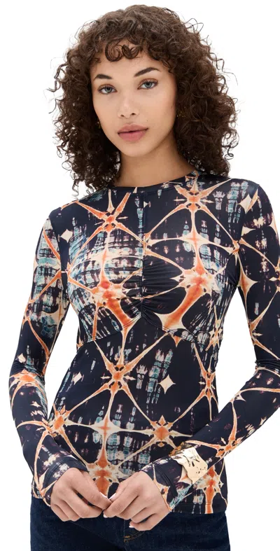 ULLA JOHNSON NERI LONG SLEEVE RUCHED TOP PHOENIX