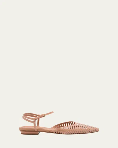 ULLA JOHNSON VIOLETTE CAGED LEATHER ANKLE-STRAP BALLERINA FLATS