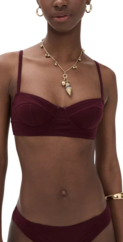 ULLA JOHNSON ZAHARA BRA CUP BIKINI TOP CASSIS