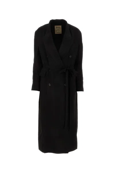 UMA WANG BLACK SATIN CALLIE COAT