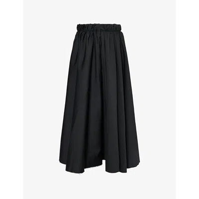 UMA WANG OMENS BLACK GENTI WOVEN MIDI SKIRT