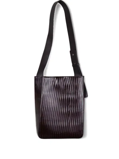 UMBER POSTPAST BOOK PLEATED LEATHER SHOULDER BAG