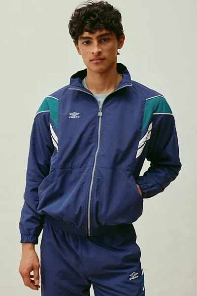 UMBRO UO EXCLUSIVE RELAXED FIT TRACK JACKET IN PATRIOT BLUE/GREEN HERON, MEN'S AT URBAN OUTFITTERS