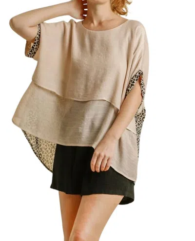 UMGEE ANIMAL PRINT LAYERED TOP IN OATMEAL