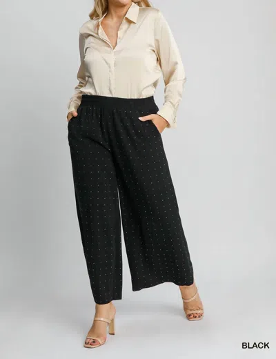 UMGEE HIGH WAIST PULL ON WIDE LEG PANT PLUS IN BLACK