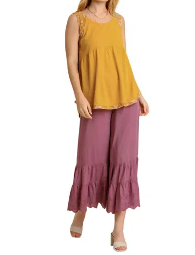 UMGEE MIXED PRINT BABYDOLL TANK TOP IN GOLDENROD