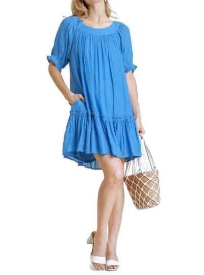 UMGEE RUFFLE POCKET DRESS IN OCEAN