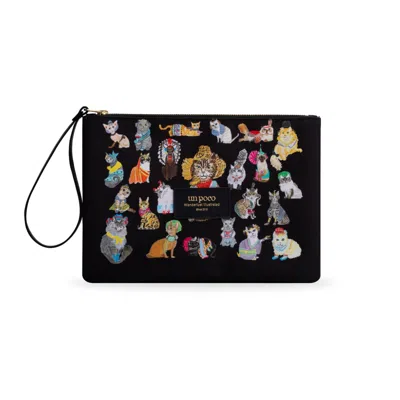 UN POCO WOMEN'S BLACK FOR THE LOVE OF CATS CLUTCH