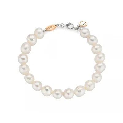 UNALOE WOMEN'S SILVER / WHITE BRACELET WHITE PEARLS AND SILVER BEADS