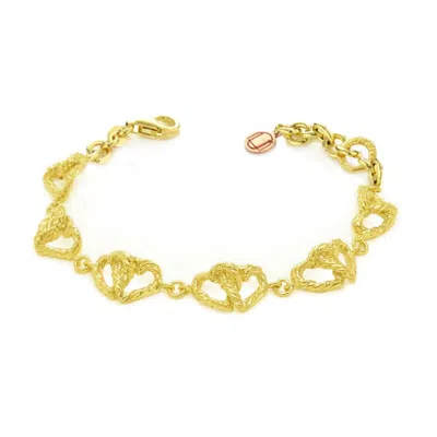 UNALOE WOMEN'S BRACELET WITH SIX INTERTWINED HEARTS, GOLD-PLATED