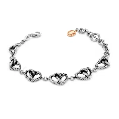UNALOE WOMEN'S BRACELET WITH SIX INTERTWINED HEARTS IN STERLING SILVER