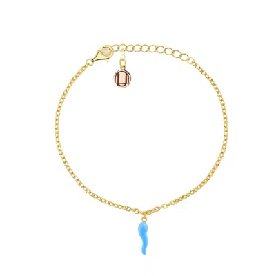 UNALOE WOMEN'S GOLD / BLUE ELEGANT SKY BLUE HORN BRACELET IN STERLING SILVER OR GOLD VERMEIL – HANDCRAFTED 