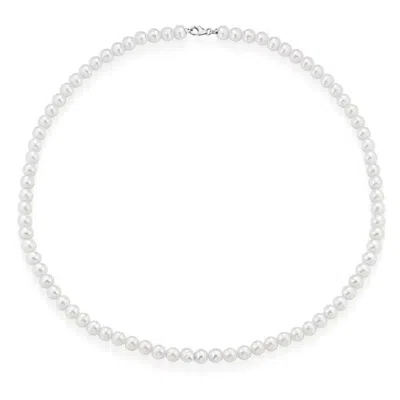 UNALOE WOMEN'S LUXURIOUS SIX MILLIMETERS FRESHWATER PEARL NECKLACE SOLID WHITE GOLD CLASP - TIMELESS SOPHIS