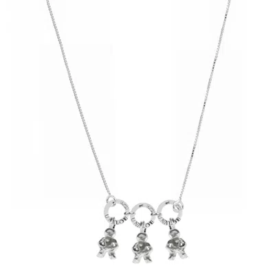 UNALOE NECKLACE WITH THREE BABY CHARMS IN STERLING SILVER - ELEGANT JEWELRY FOR WOMEN