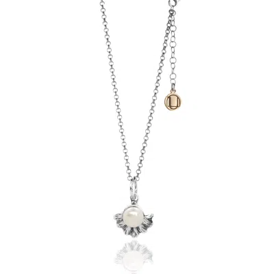 UNALOE WOMEN'S SILVER / WHITE STERLING SILVER OCEANIA WITH NATURAL PEARL NECKLACE