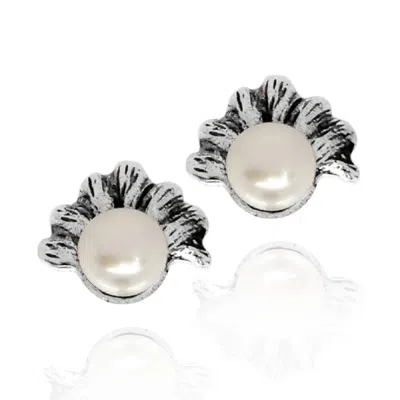 UNALOE SILVER / WHITE STERLING SILVER SHELL EARRINGS WITH PEARL – SEA-INSPIRED SUMMER DESIGN – UNALOE JEWEL