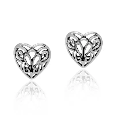 UNALOE STERLING SILVER FILIGREE HEART STUD EARRINGS – ELEGANT AND ROMANTIC LOOK – UNALOE JEWELLERY FOR WOME