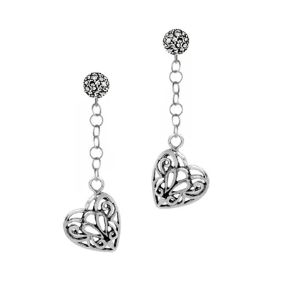 UNALOE STERLING SILVER DANGLING HEART EARRINGS – ROMANTIC FILIGREE DESIGN – UNALOE JEWELLERY FOR WOMEN