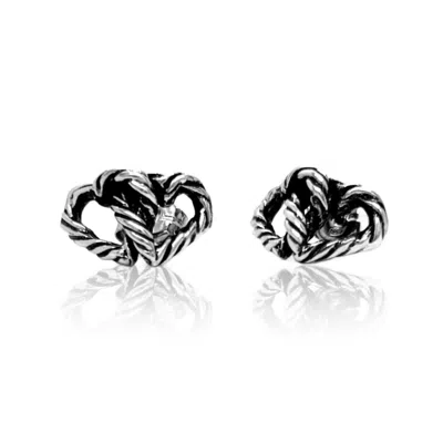 UNALOE STERLING SILVER TWISTED HEART STUD EARRINGS – SYMBOL OF LOVE AND STRENGTH – JEWELLERY FOR WOMEN