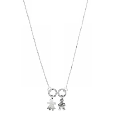UNALOE WOMEN'S STERLING SILVER NECKLACE WITH BOY AND GIRL PENDANTS - A PERFECT GIFT FOR MOMS AND FAMILIES