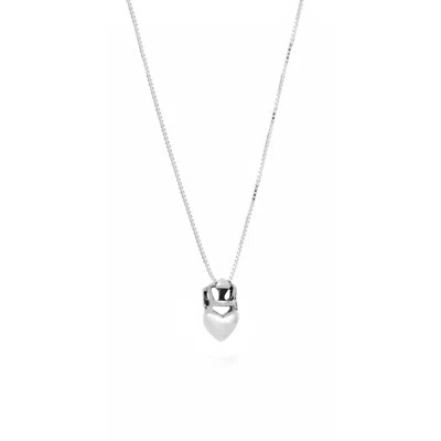 UNALOE WOMEN'S STERLING SILVER NECKLACE WITH CROWN AND HEART