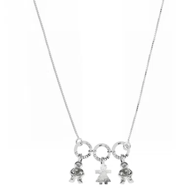 UNALOE STERLING SILVER NECKLACE WITH THREE BABY CHARMS - FASHION JEWELRY FOR WOMEN