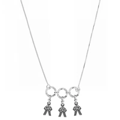 UNALOE WOMEN'S STERLING SILVER NECKLACE WITH THREE BABY STAR CHARMS.