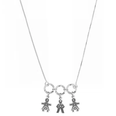 UNALOE WOMEN'S STERLING SILVER NECKLACE WITH THREE BABY STAR CHARMS REPRESENTING TWO GIRLS AND ONE BOY