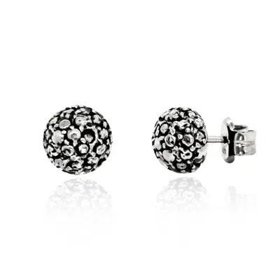UNALOE STERLING SILVER TEXTURED BALL STUD EARRINGS – HAMMERED GRANULATED FINISH – UNALOE JEWELLERY FOR WOME