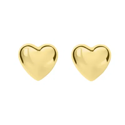 UNALOE WOMEN'S YELLOW VERMEIL GOLD-PLATED STERLING SILVER HEART STUD EARRINGS – ELEGANT LOVE-INSPIRED JEWEL